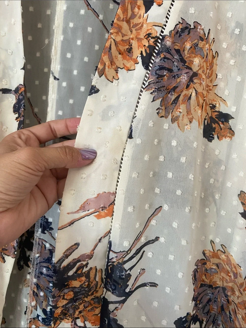 Maurices Floral Sheer Kimono in Cream, Rust, and Lavender - Picture 4 of 5